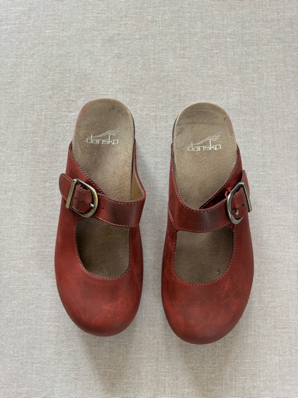 Dansko Women's Red Leather Mary Jane Clogs with Buckle Strap - Picture 7 of 13